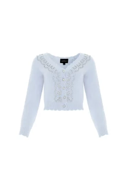Embellished V-Neck Short Cardigan