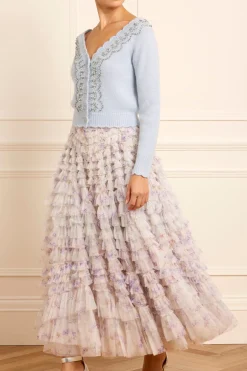 Embellished V-Neck Short Cardigan