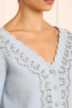 Embellished V-Neck Short Cardigan