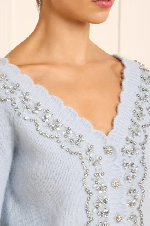 Embellished V-Neck Short Cardigan