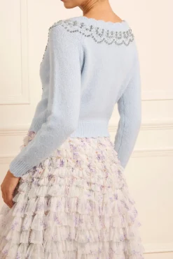 Embellished V-Neck Short Cardigan