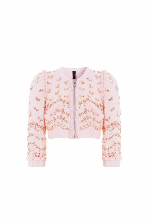 Emily Lace Georgette Bomber Jacket