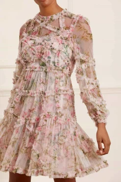 English Rose Diamond Ruffle Mini Dress