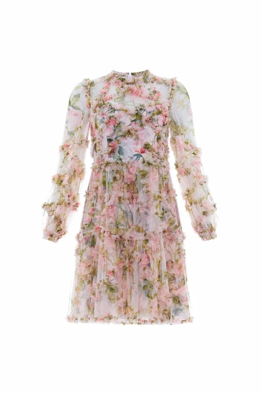 English Rose Diamond Ruffle Mini Dress