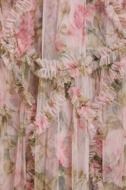 English Rose Diamond Ruffle Mini Dress