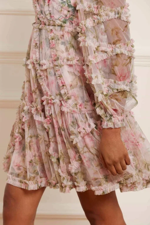 English Rose Diamond Ruffle Mini Dress