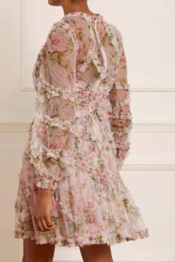 English Rose Diamond Ruffle Mini Dress