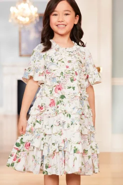 Floral Fantasy Crepe Short Sleeve Kids Dress