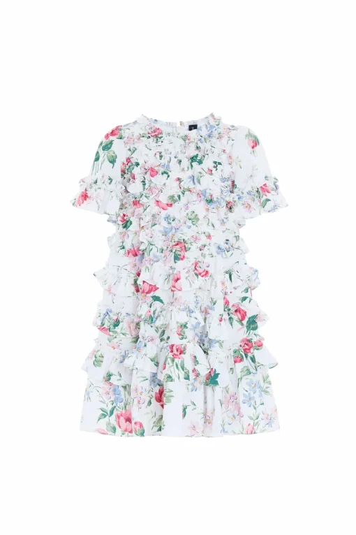 Floral Fantasy Crepe Short Sleeve Kids Dress