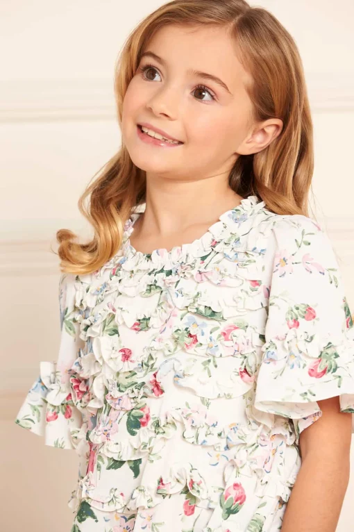 Floral Fantasy Crepe Short Sleeve Kids Dress
