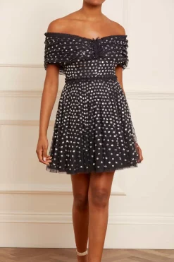 Grace Gloss Off-Shoulder Micro Mini Dress