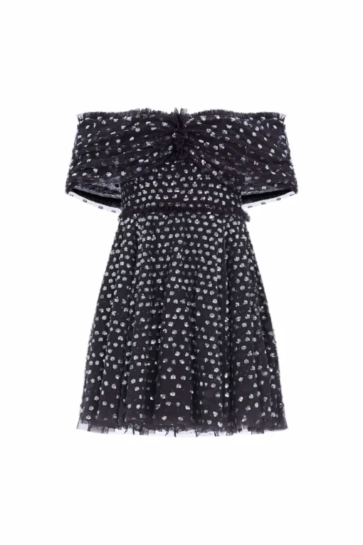 Grace Gloss Off-Shoulder Micro Mini Dress
