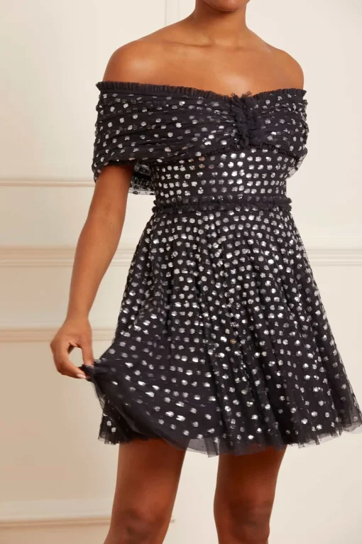 Grace Gloss Off-Shoulder Micro Mini Dress