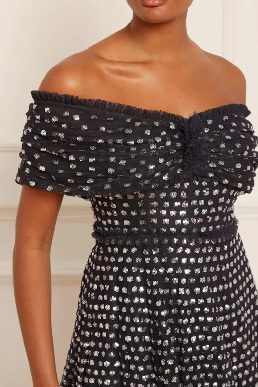 Grace Gloss Off-Shoulder Micro Mini Dress