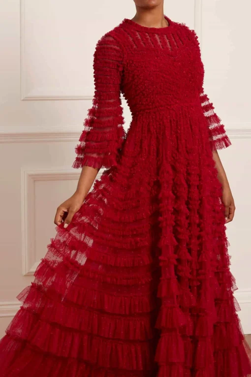 La Vie En Rose Round Neck Gown