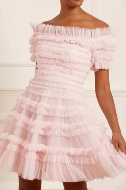 Lisette Ruffle Off Shoulder Micro Mini Dress