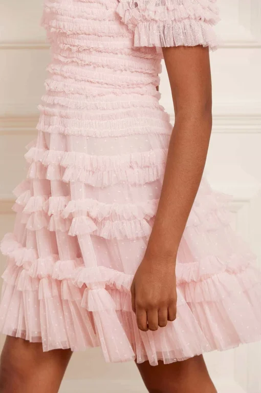 Lisette Ruffle Off Shoulder Micro Mini Dress