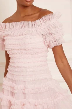 Lisette Ruffle Off Shoulder Micro Mini Dress