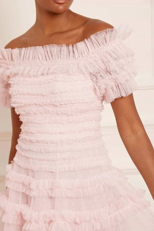 Lisette Ruffle Off Shoulder Micro Mini Dress