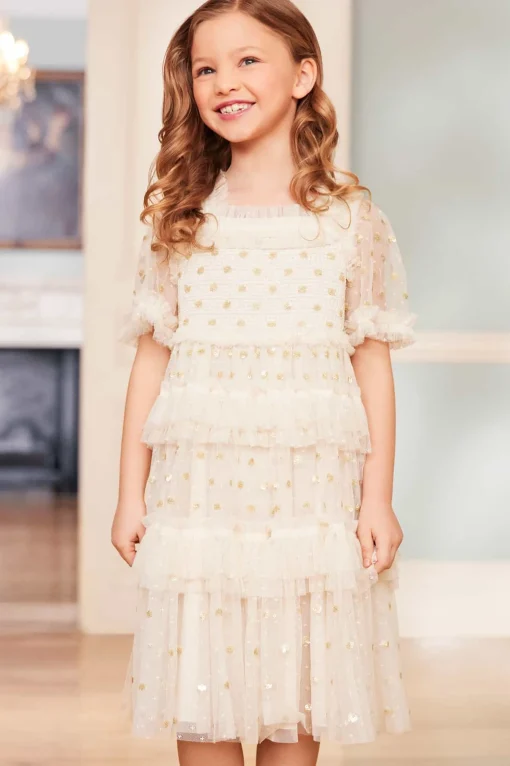 Polka Dot Smocked Kids Dress