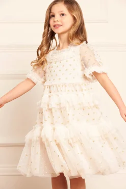 Polka Dot Smocked Kids Dress