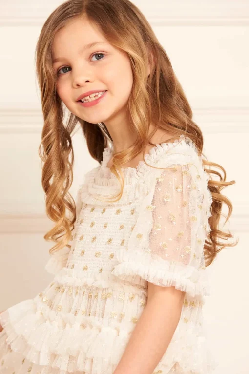 Polka Dot Smocked Kids Dress
