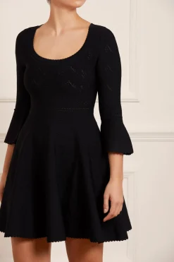 Pretty Pointelle Knit Scoop Neck Mini Dress