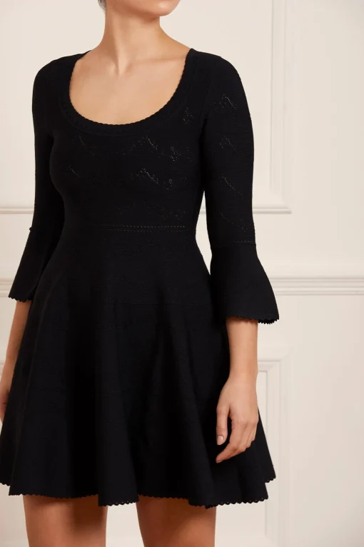 Pretty Pointelle Knit Scoop Neck Mini Dress