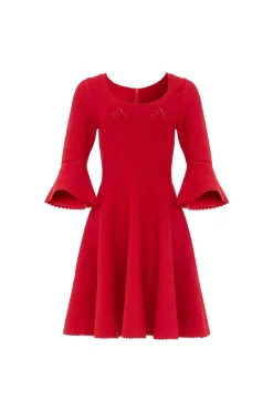 Pretty Pointelle Knit Scoop Neck Mini Dress