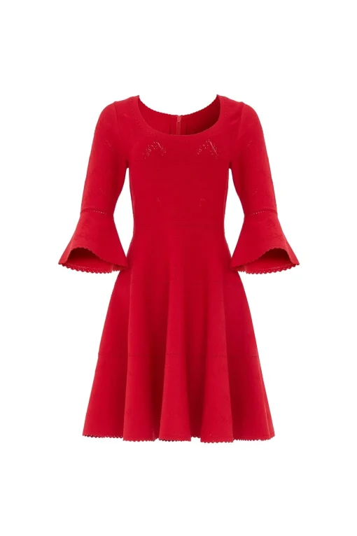 Pretty Pointelle Knit Scoop Neck Mini Dress