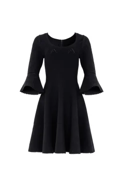 Pretty Pointelle Knit Scoop Neck Mini Dress
