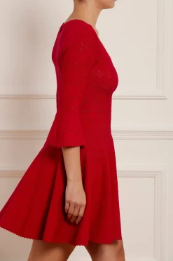 Pretty Pointelle Knit Scoop Neck Mini Dress