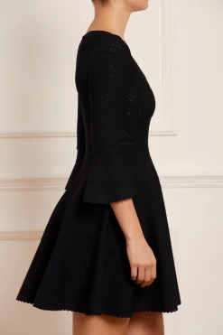 Pretty Pointelle Knit Scoop Neck Mini Dress