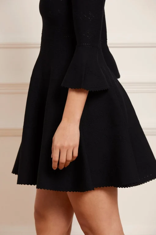 Pretty Pointelle Knit Scoop Neck Mini Dress