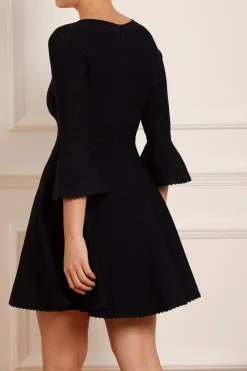 Pretty Pointelle Knit Scoop Neck Mini Dress