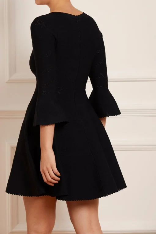 Pretty Pointelle Knit Scoop Neck Mini Dress