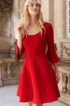 Pretty Pointelle Knit Scoop Neck Mini Dress