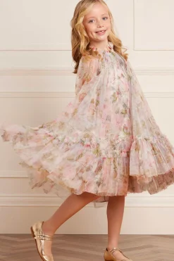 Rose Powder Long Sleeve Kids Dress