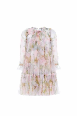 Rose Powder Long Sleeve Kids Dress
