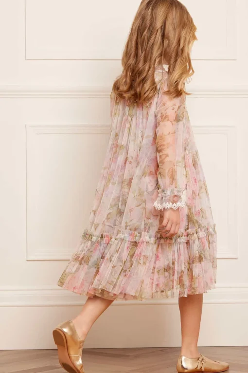 Rose Powder Long Sleeve Kids Dress