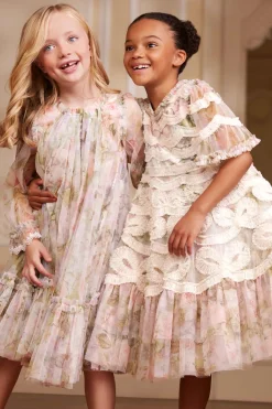 Rose Powder Long Sleeve Kids Dress