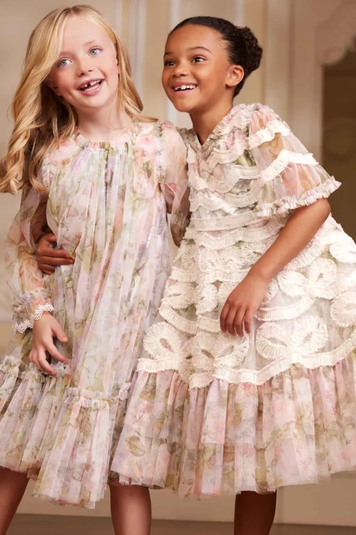 Rose Powder Long Sleeve Kids Dress