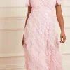 Spiral Sequin V-Neck Ankle Gown