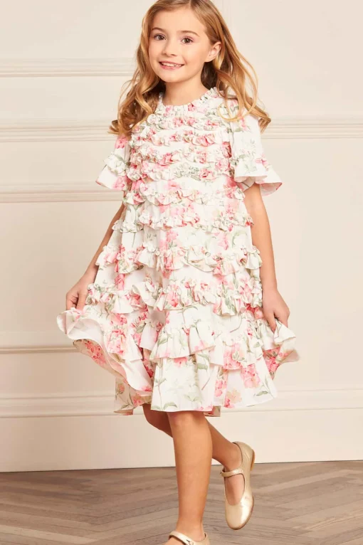 Summer Posy Crepe Short Sleeve Kids Dress